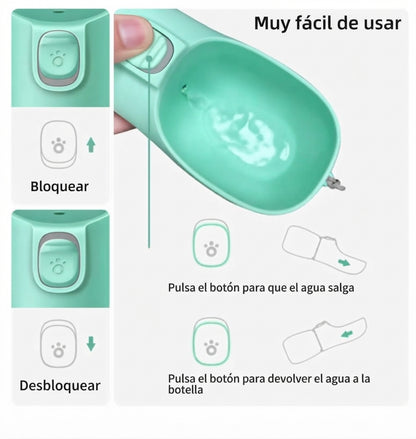 Botella de Agua Portátil Antifugas para Perros